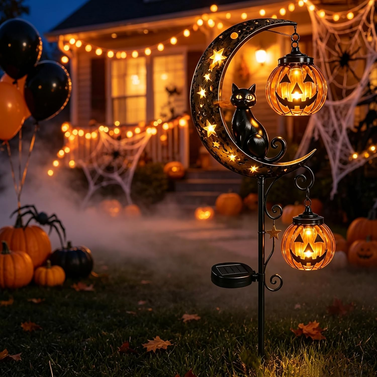 🔥50% Off Halloween Early Bird Special🧙‍♀️Black Cat, Pumpkin, and Moon Garden Stake Light