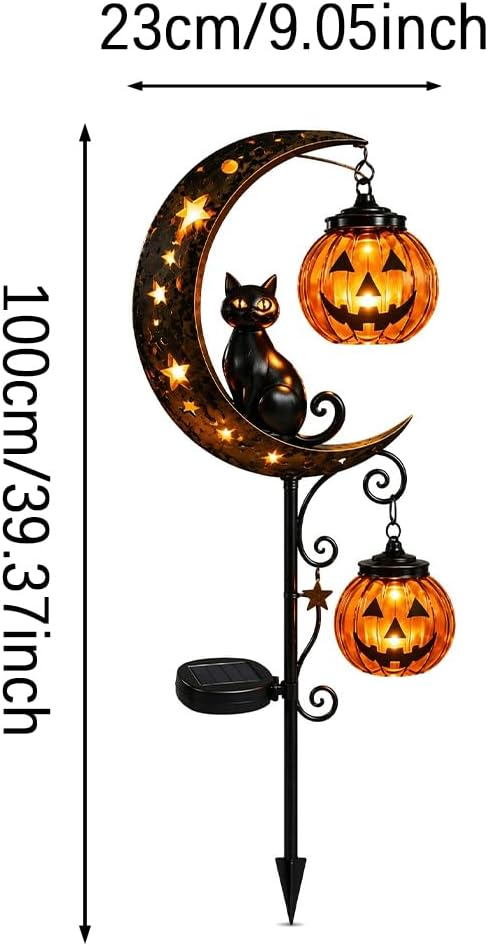 🔥50% Off Halloween Early Bird Special🧙‍♀️Black Cat, Pumpkin, and Moon Garden Stake Light