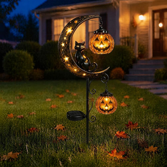 🔥50% Off Halloween Early Bird Special🧙‍♀️Black Cat, Pumpkin, and Moon Garden Stake Light