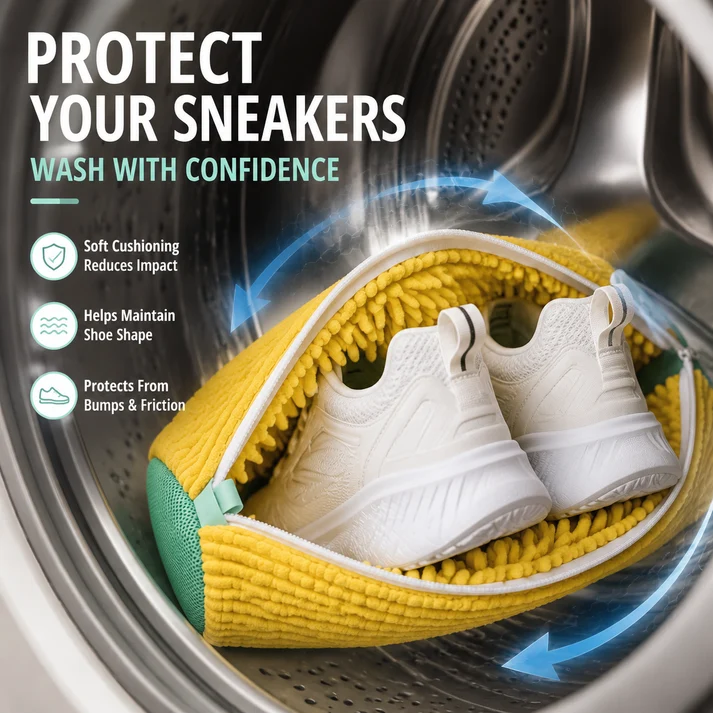 Padded shoe washing bag product features