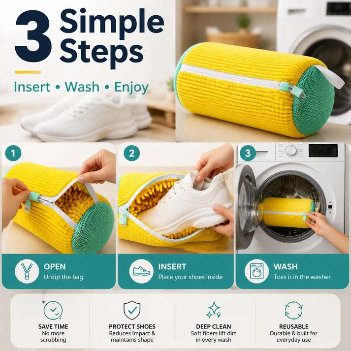 👟No-Scrub Shoe Washing Bag – Clean & Protect Your Sneakers in the Washing Machine