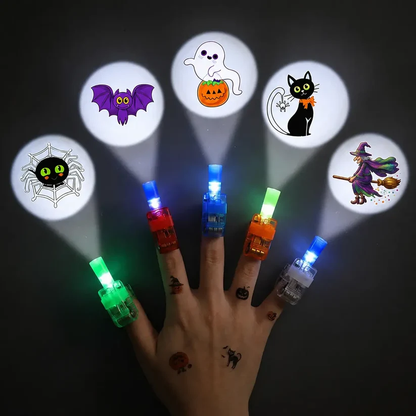 Halloween Finger Projector Rings – LED Party Favors for Kids (36/48 PCS)