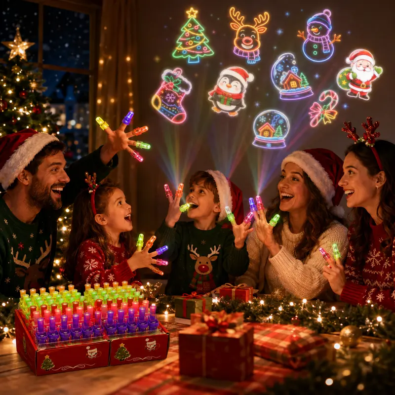 Halloween Finger Projector Rings – LED Party Favors for Kids (36/48 PCS)