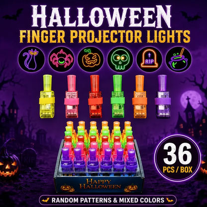 Halloween Finger Projector Rings – LED Party Favors for Kids (36/48 PCS)