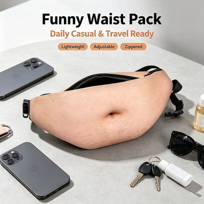 Funny Belly Fanny Pack – Realistic Fake Belly Waist Bag | Novelty Prank Gift