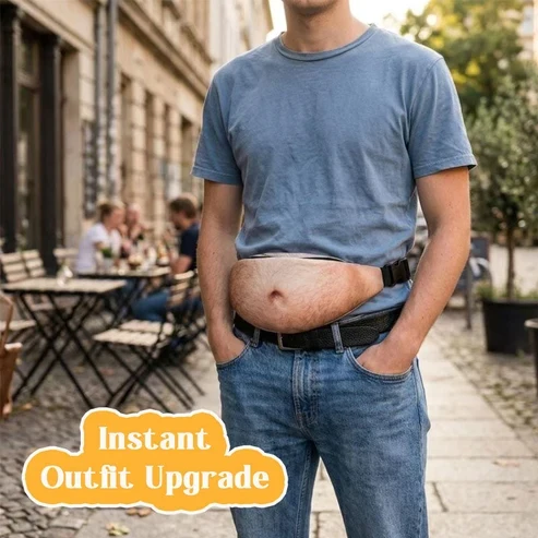 Funny Belly Fanny Pack – Realistic Fake Belly Waist Bag | Novelty Prank Gift