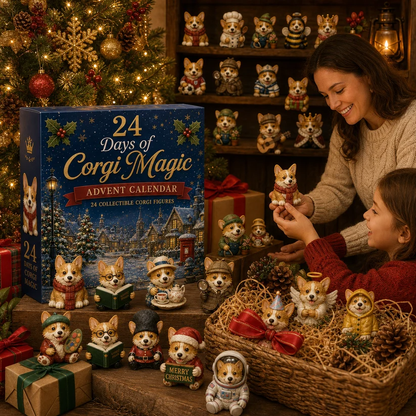 CHRISTMAS KICKOFF 49% OFF - 2026 British Corgis Blind Box - 24‑Day Festive Countdown, Corgi Figurines Blind Box - Gift For Corgi Lovers