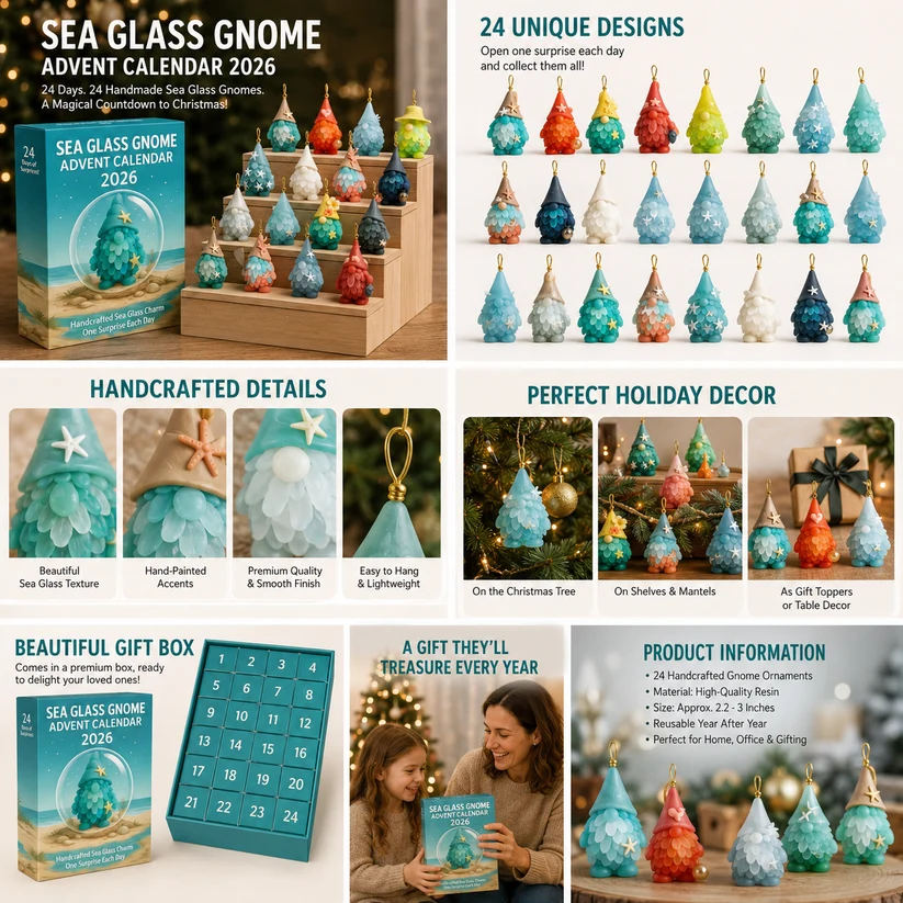 Sea Glass Gnome Advent Calendar features and product details