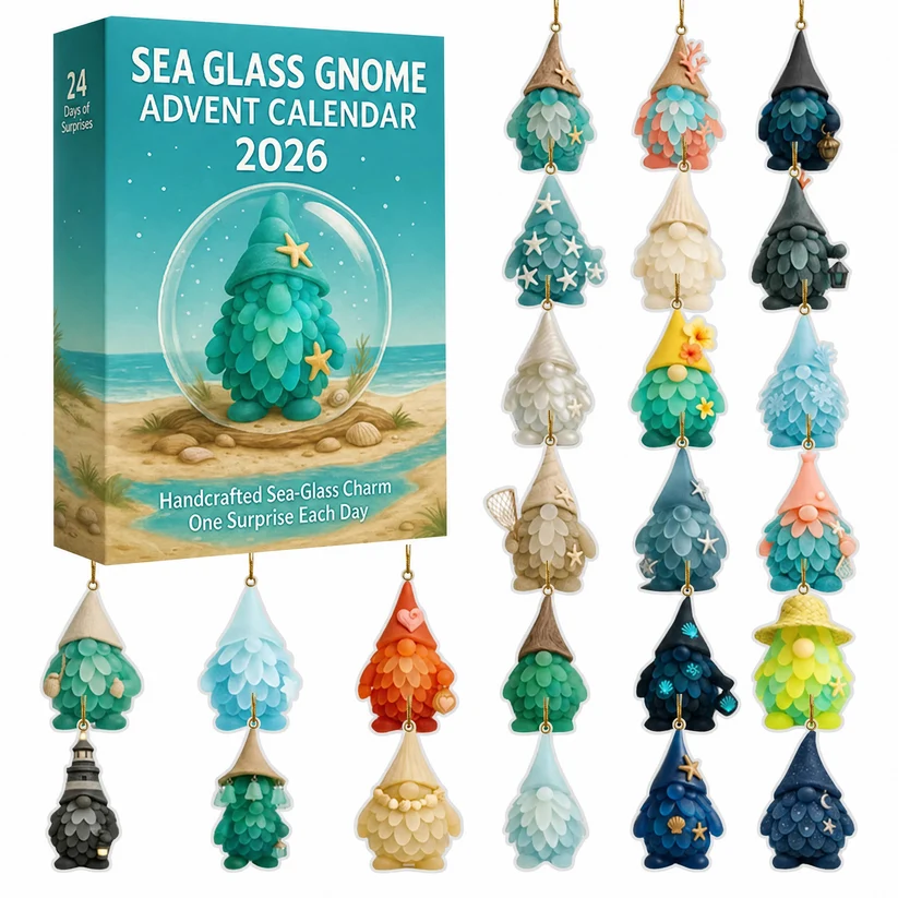 Sea glass gnome calendar gift presentation