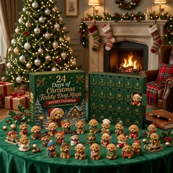 24 Days of Christmas Teddy Dog Magic Advent Calendar 2026 - 24-Day Countdown, Acrylic Charms
