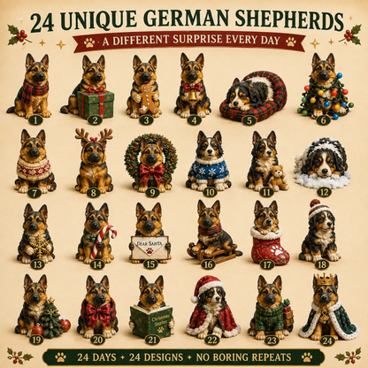 2026 German Shepherd Advent Calendar - 24 Dog Figurines