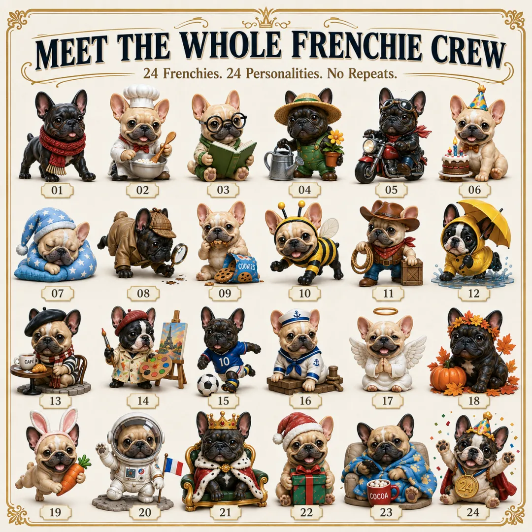 2026 French Bulldog Advent Calendar - 24 Dog Figurines