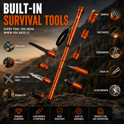 🚨 LAST DAY 40% OFF | TerraTactic™ Tactical TrekkingStaff - DetachableSurvival System