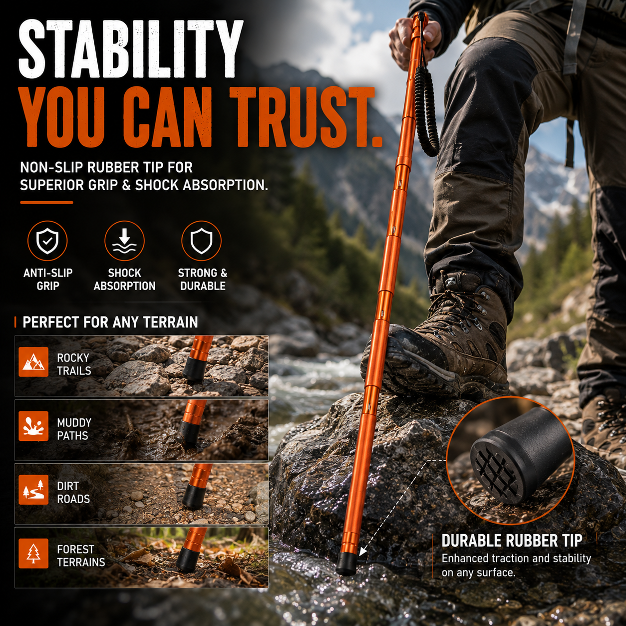 🚨 LAST DAY 40% OFF | TerraTactic™ Tactical TrekkingStaff - DetachableSurvival System