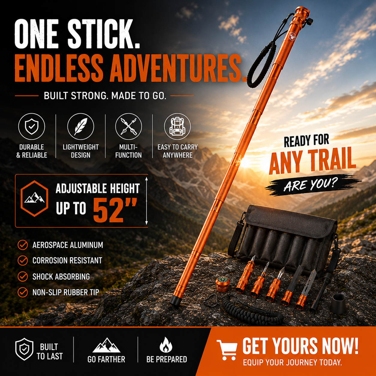🚨 LAST DAY 40% OFF | TerraTactic™ Tactical TrekkingStaff - DetachableSurvival System